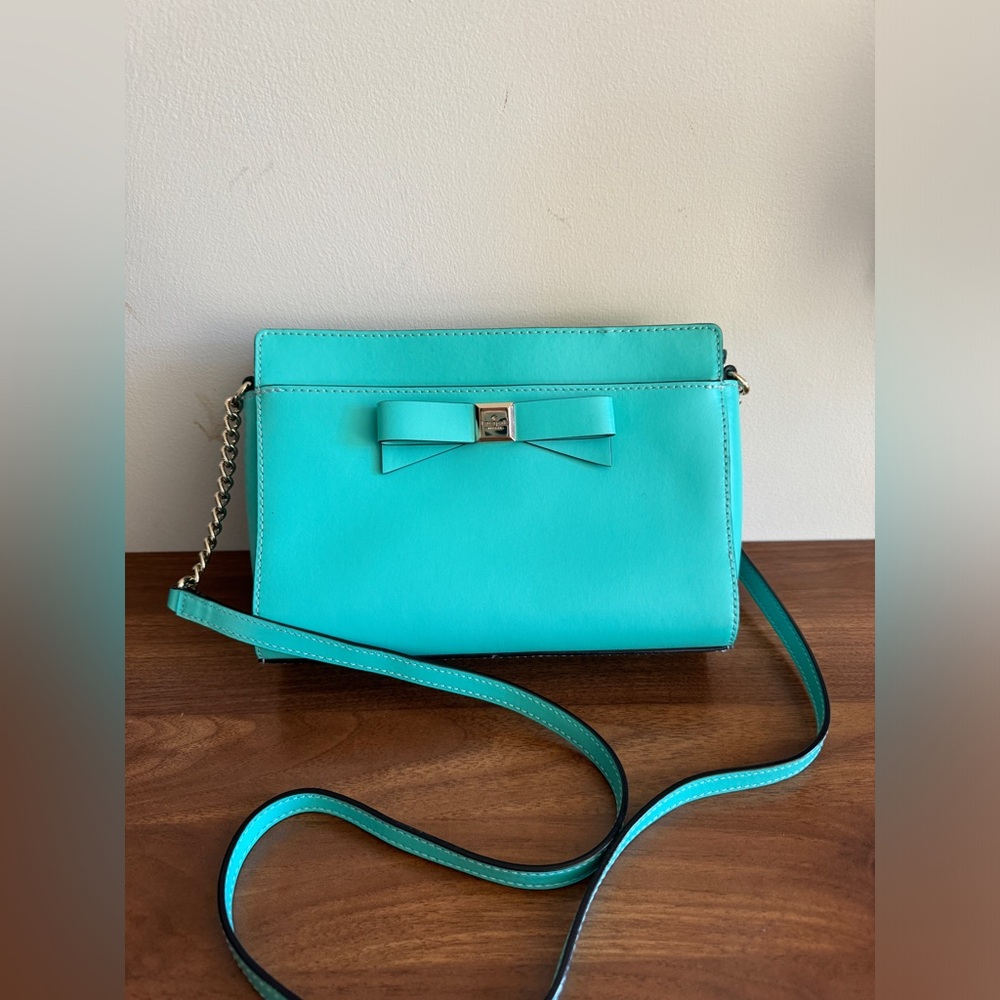 Kate Spade Montford Park Smooth Angelica Crossbody Bag Purse Giverny Blue